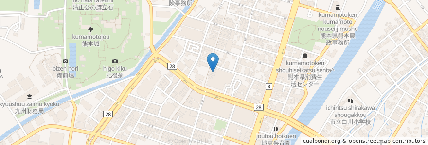 Mapa de ubicacion de jinn en اليابان, 熊本県, 熊本市, 中央区.