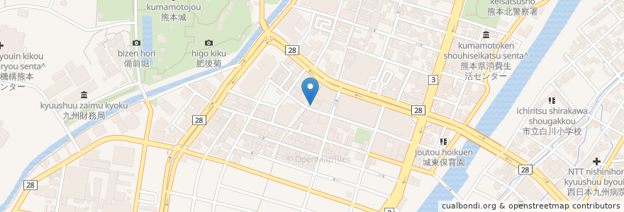 Mapa de ubicacion de マクドナルド en 日本, 熊本県, 熊本市, 中央区.