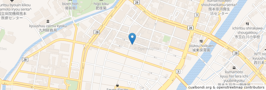 Mapa de ubicacion de ジャンカラ en Japonya, 熊本県, 熊本市, 中央区.