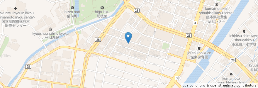 Mapa de ubicacion de かこみ庵 en Japonya, 熊本県, 熊本市, 中央区.