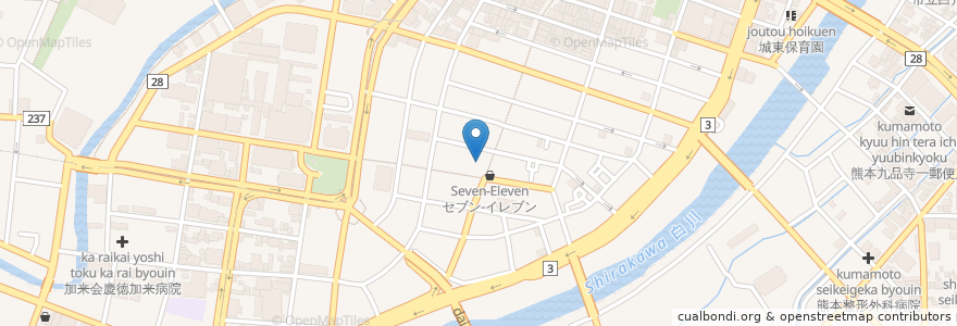 Mapa de ubicacion de pronto en 일본, 구마모토현, 구마모토시, 中央区.