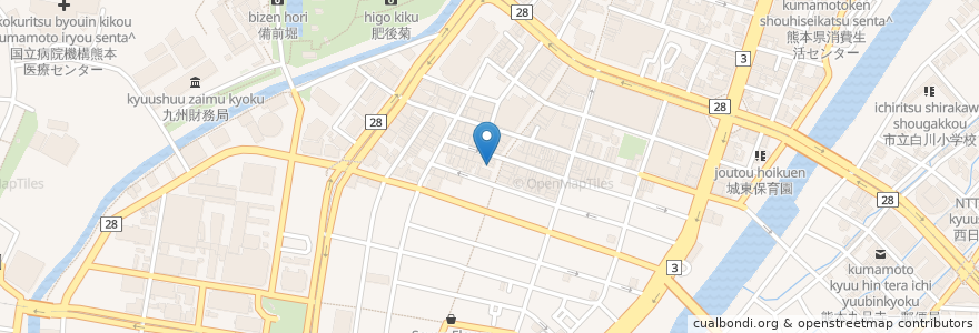 Mapa de ubicacion de いきなりステーキ en Japão, 熊本県, 熊本市, 中央区.