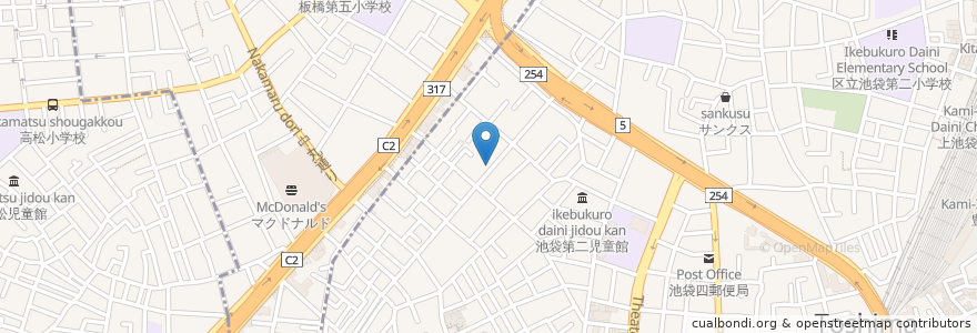 Mapa de ubicacion de 銭湯 まえだ湯 en Japon, Tokyo, 板橋区, 豊島区.