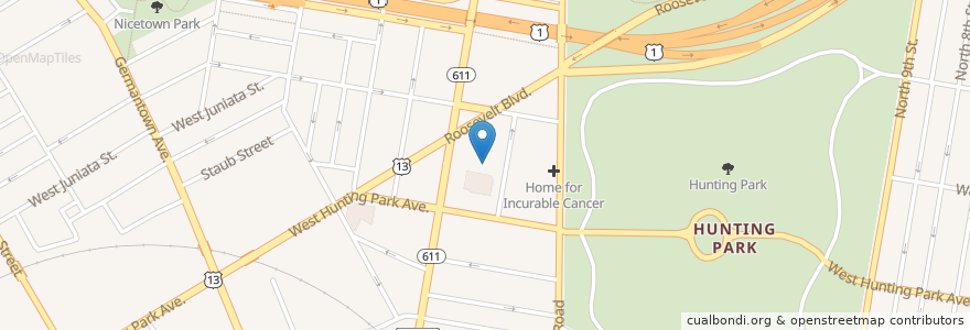 Mapa de ubicacion de Domino's en アメリカ合衆国, ペンシルベニア州, Philadelphia County, フィラデルフィア.