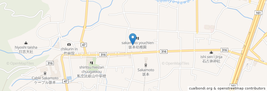 Mapa de ubicacion de 生源寺 en ژاپن, 滋賀県, 大津市.