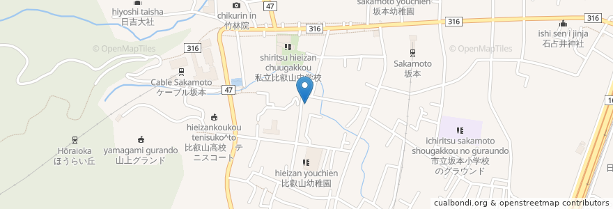 Mapa de ubicacion de 叡山学院 en ژاپن, 滋賀県, 大津市.