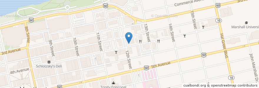 Mapa de ubicacion de Grab 'N Go Grub en アメリカ合衆国, ウェストバージニア州, Huntington, Cabell County.