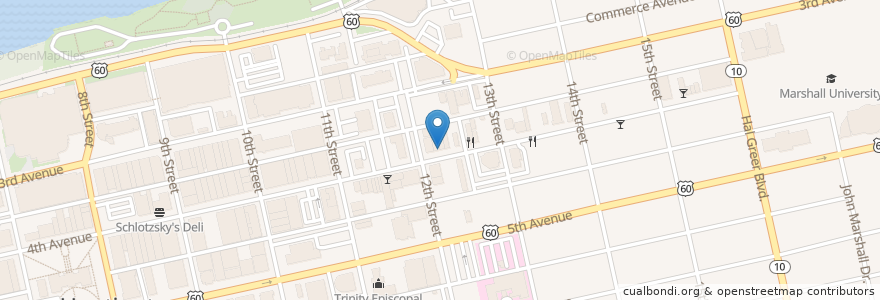 Mapa de ubicacion de Press Club en Соединённые Штаты Америки, Западная Виргиния, Huntington, Cabell County.