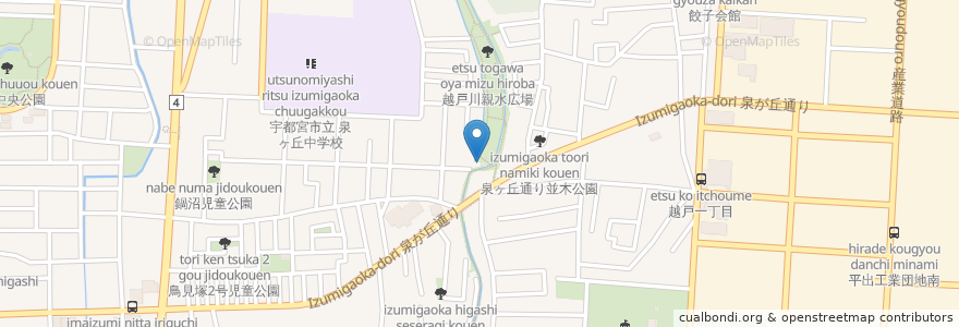 Mapa de ubicacion de 稲荷神社 en Japan, Präfektur Tochigi, 宇都宮市.