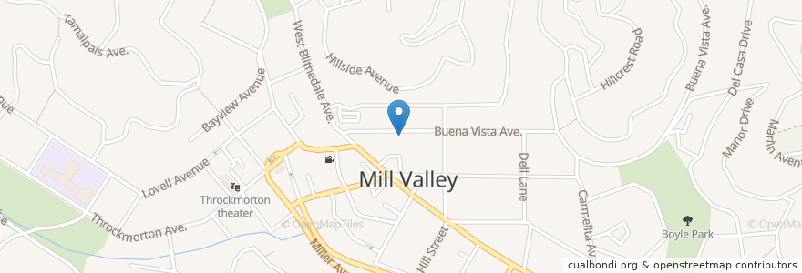 Mapa de ubicacion de Marble Mary Statue en 미국, 캘리포니아주, Marin County, Mill Valley.