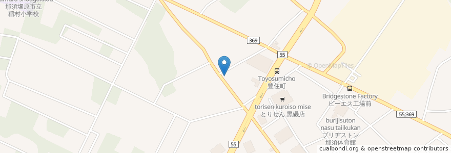 Mapa de ubicacion de クスリのアオキ豊住町店 en Japan, Tochigi Prefecture, Nasushiobara.