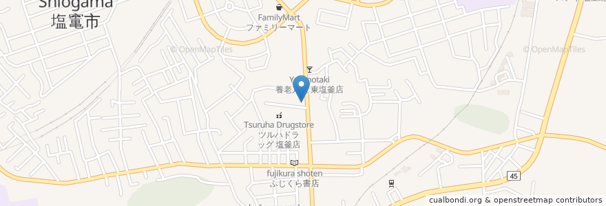 Mapa de ubicacion de くすりの一休 塩釜藤倉店 en Japon, Préfecture De Miyagi, 塩竈市.
