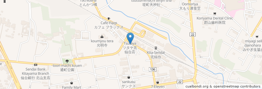 Mapa de ubicacion de 北仙台レディースクリニック en Japan, 宮城県, 仙台市, 青葉区.