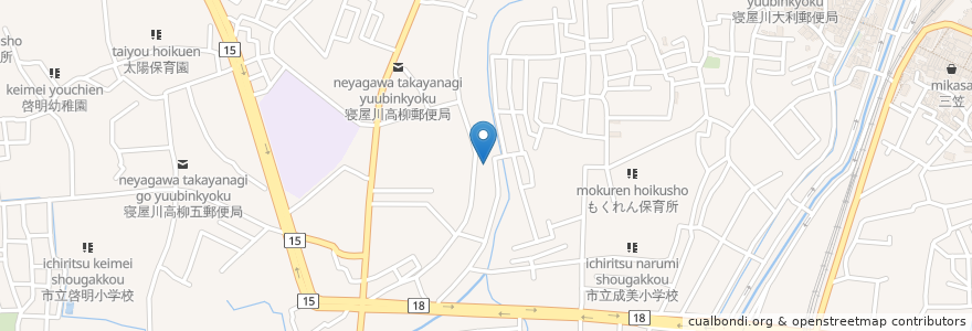 Mapa de ubicacion de 北おおさか信用金庫 寝屋川支店 高柳出張所 en اليابان, أوساكا, 寝屋川市.