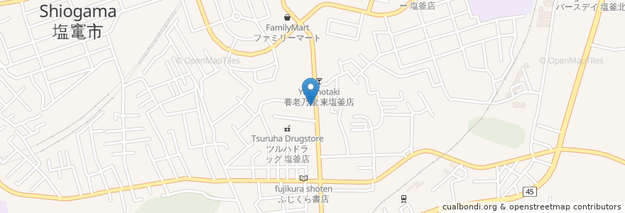 Mapa de ubicacion de ほっともっと 塩釜藤倉店 en 日本, 宮城県, 塩竈市.