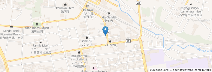 Mapa de ubicacion de まいまい en Japan, Präfektur Miyagi, 仙台市, 青葉区.