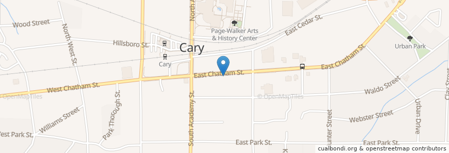 Mapa de ubicacion de Crosstown Pub & Grill en United States, North Carolina, Wake County, Cary.