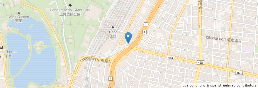 Mapa de ubicacion de 椰子鶏 en Jepun, 東京都, 台東区.
