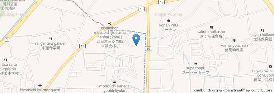 Mapa de ubicacion de 金龍寺 en 日本, 大阪府, 寝屋川市.