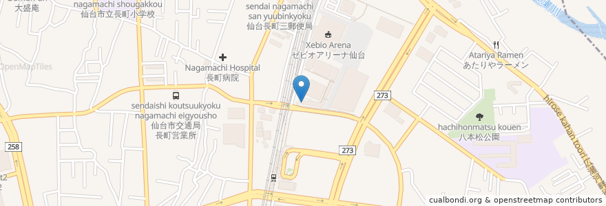Mapa de ubicacion de 爆爆 あすと長町 en 日本, 宮城県, 仙台市, 太白区.