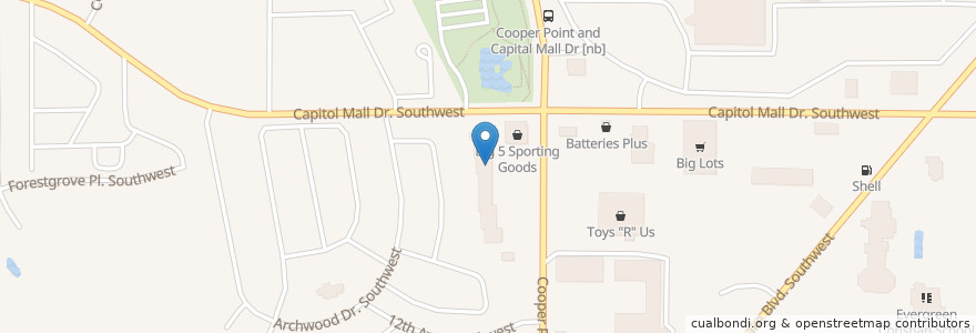Mapa de ubicacion de Dickey's Barbecue Pit en Estados Unidos De América, Washington, Thurston County, Olympia.
