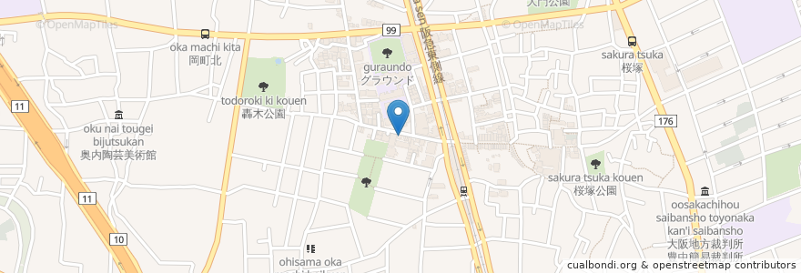 Mapa de ubicacion de クスモト薬局 en 일본, 오사카부, 豊中市.