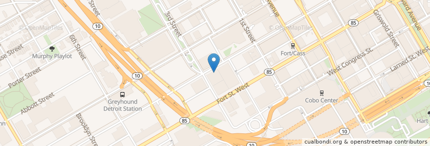 Mapa de ubicacion de The Press Room en 미국, 미시간, Detroit.