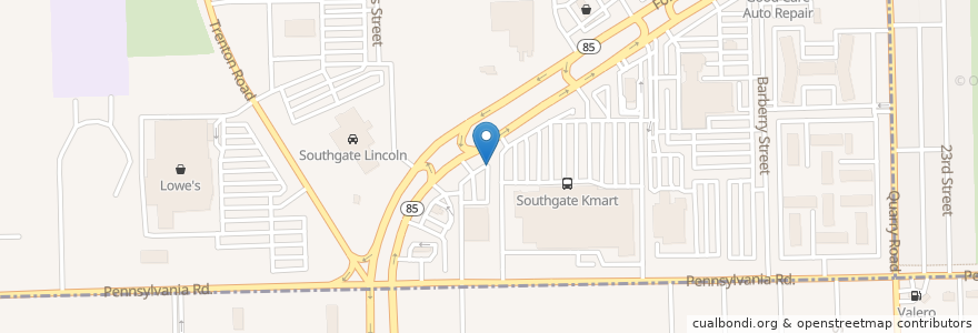 Mapa de ubicacion de Kroger en ایالات متحده آمریکا, میشیگان, Wayne County, Southgate.