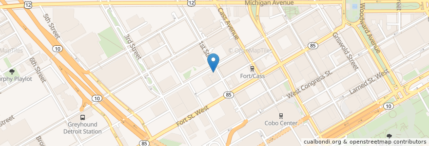 Mapa de ubicacion de Round Bar en Estados Unidos Da América, Michigan, Detroit.