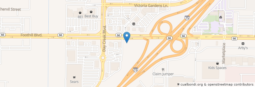 Mapa de ubicacion de El Torito Grill en Estados Unidos De América, California, San Bernardino County, Rancho Cucamonga.