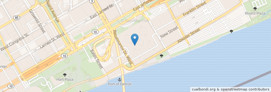 Mapa de ubicacion de Volt Restaurant and Lounge en Vereinigte Staaten Von Amerika, Michigan, Wayne County, Detroit.