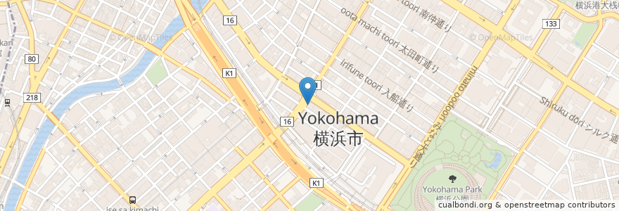Mapa de ubicacion de ガスト en 일본, 가나가와현, 요코하마시, 中区.