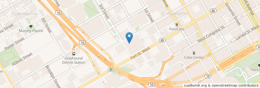 Mapa de ubicacion de Press Room en الولايات المتّحدة الأمريكيّة, ميشيغان, ديترويت.