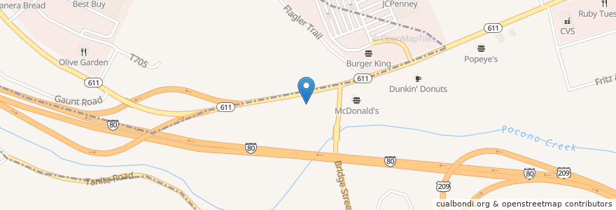 Mapa de ubicacion de Pizza 1 en United States, Pennsylvania, Monroe County, Stroud Township.