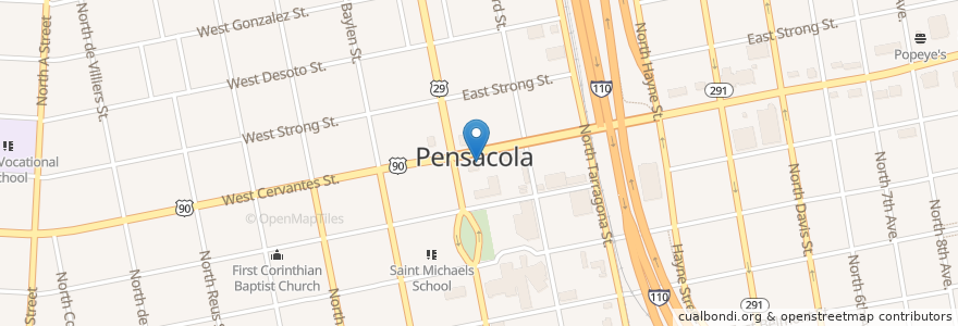 Mapa de ubicacion de Back Porch Bar and Grill en Stati Uniti D'America, Florida, Escambia County, Pensacola.