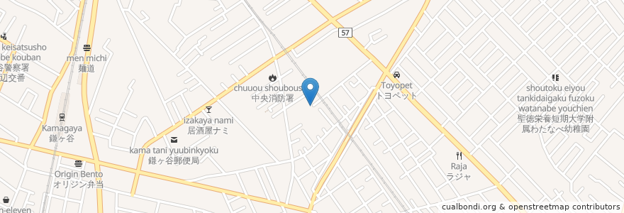 Mapa de ubicacion de 右京塚神社 en Japan, Chiba Prefecture, Kamagaya.