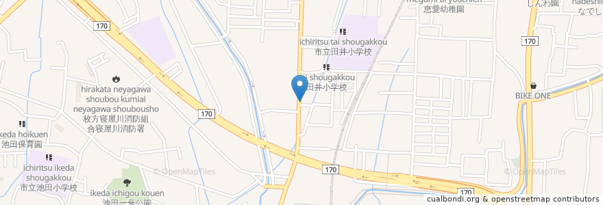 Mapa de ubicacion de 楢本歯科医院 en 日本, 大阪府, 寝屋川市.
