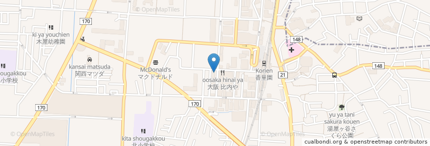 Mapa de ubicacion de つけ麺 ちっちょ 香里園店 en Japon, Préfecture D'Osaka, Neyagawa.