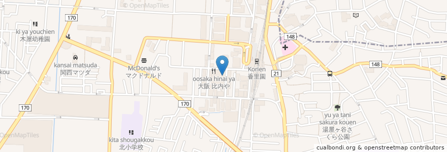 Mapa de ubicacion de ゆでぞう 香里園 en Japonya, 大阪府, 寝屋川市.