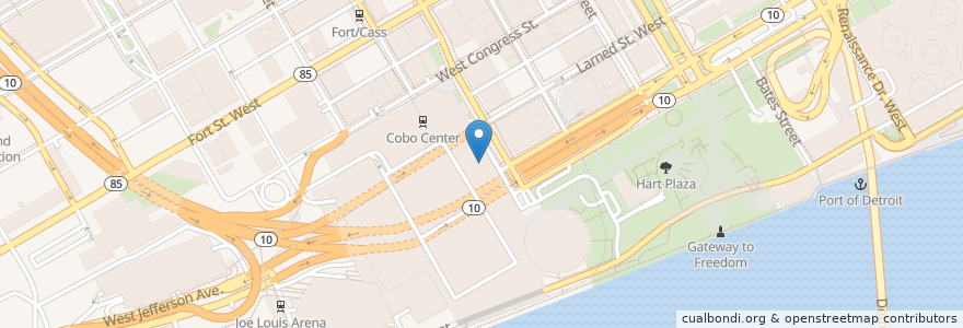 Mapa de ubicacion de Cork & Grind en 미국, 미시간, Detroit.