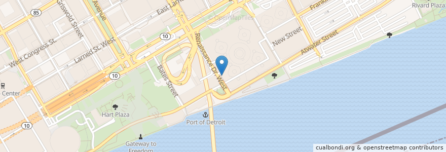 Mapa de ubicacion de Joe Muer Seafood en 미국, 미시간, Wayne County, Detroit.