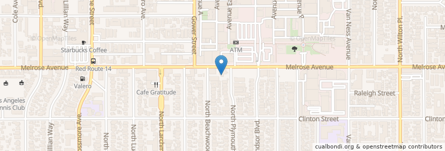 Mapa de ubicacion de Lucy's El Adobe Patio Fountain en アメリカ合衆国, カリフォルニア州, Los Angeles County, ロサンゼルス.