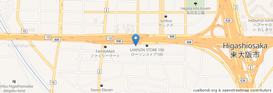 Mapa de ubicacion de 前田 医院 en Japan, 大阪府, 東大阪市.