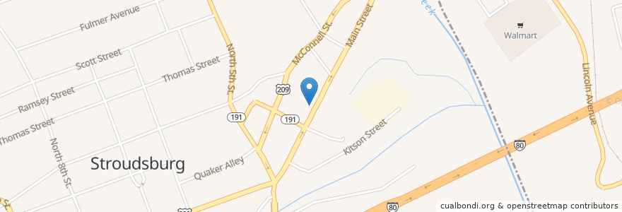 Mapa de ubicacion de The Children's Academic Learning Center en 미국, 펜실베이니아, Monroe County, Stroudsburg.