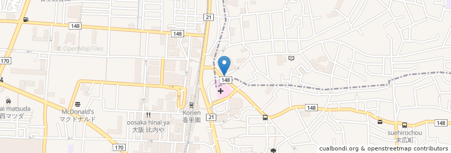 Mapa de ubicacion de いのうえ耳鼻咽喉科 en Japonya, 大阪府, 枚方市.