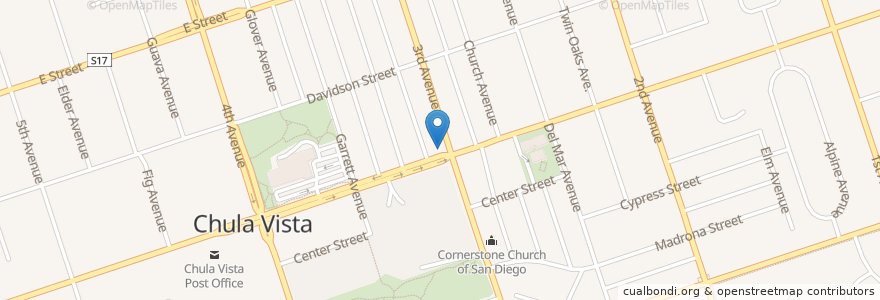 Mapa de ubicacion de Christian Science Reading Room en Verenigde Staten, Californië, San Diego County, Chula Vista.