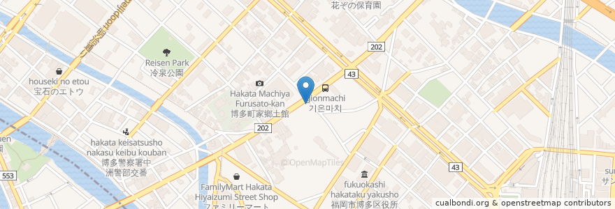 Mapa de ubicacion de 長浜ナンバーワン en Japan, Präfektur Fukuoka, 福岡市, 博多区.