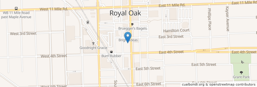 Mapa de ubicacion de Small Plates en アメリカ合衆国, ミシガン州, Oakland County, Royal Oak.