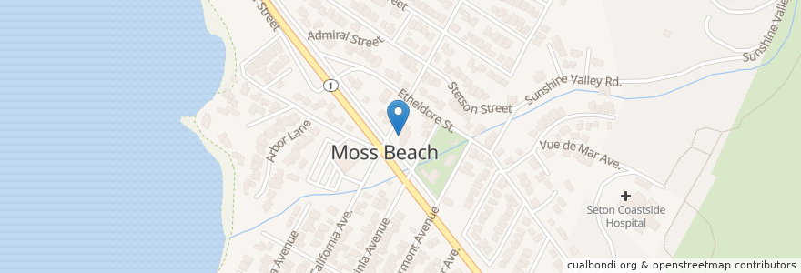 Mapa de ubicacion de San Mateo County Sheriff, Moss Beach Substation en États-Unis D'Amérique, Californie, San Mateo County.