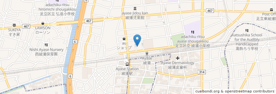 Mapa de ubicacion de 綾瀬こころのクリニック en Japonya, 東京都, 足立区.